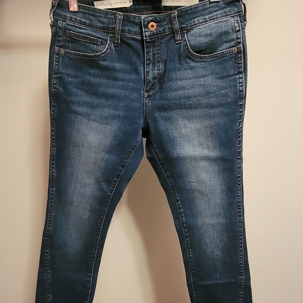 Pilcro Blue Skinny Jeans with Distressed Details